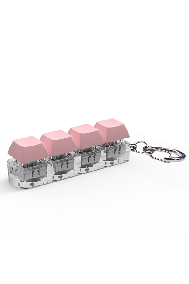 Pink No Light 4 Keys Keycaps Keychain Toys with LED Light Decompression Toys Keyboard Fidget Keychai