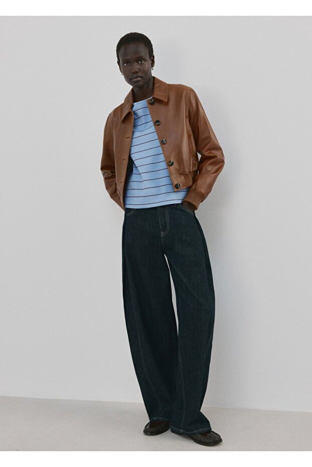 Pamuklu çizgili tişört - 2