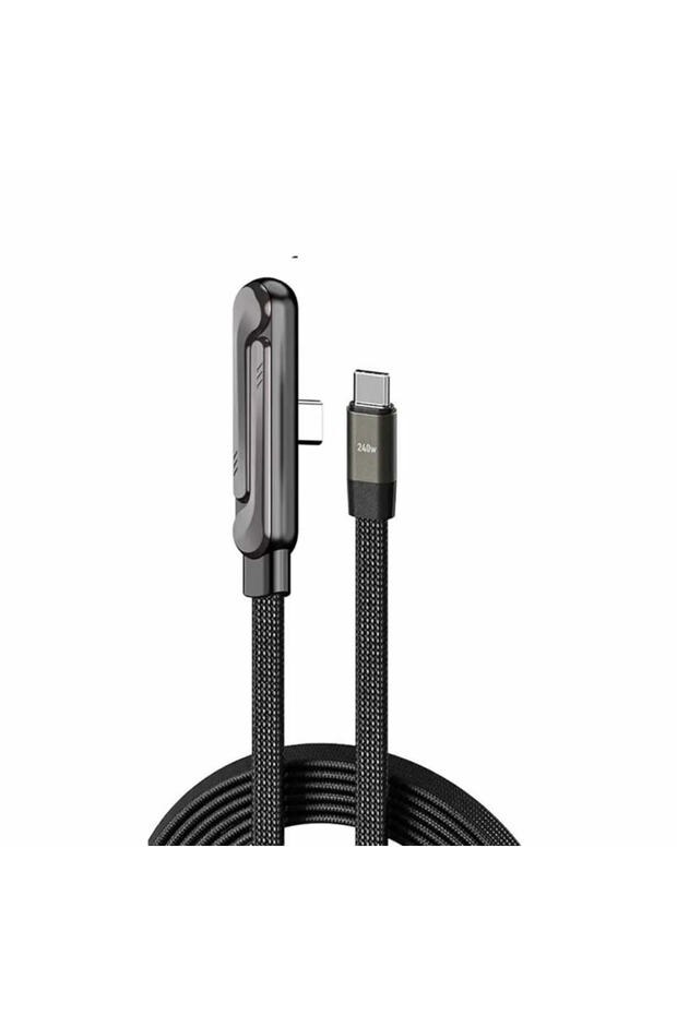 1.5m - 4.92FT C to C Sideways Phone Charger,Invisible Stand Charging Cable,Built In Phone Stand Char