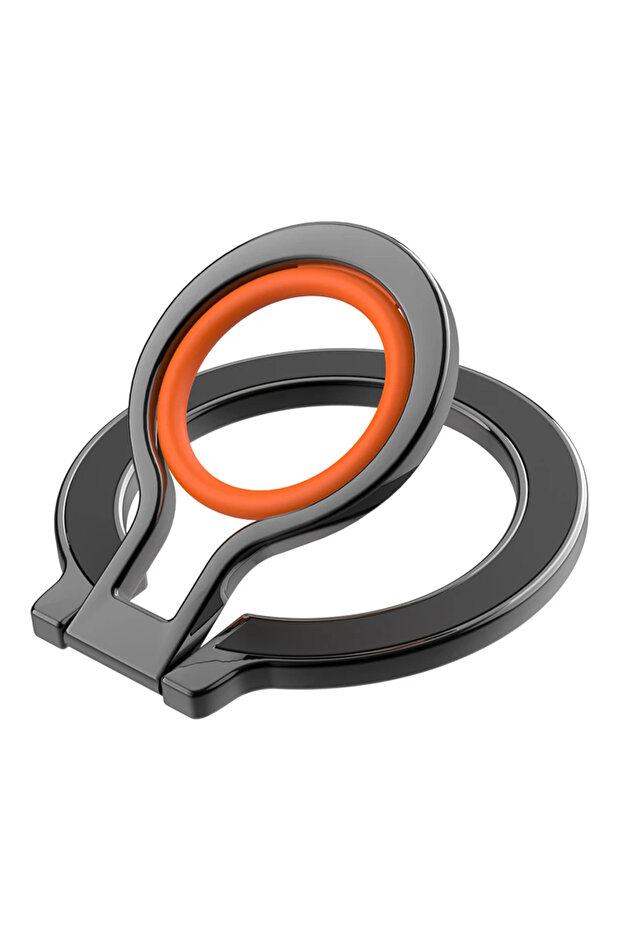 Black with Orange For MagSafe Phone Magnetic Finger Ring Holder for Iphone 12 13 Pro Max Mini Magnet