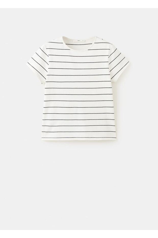 Pamuklu çizgili tişört - 3