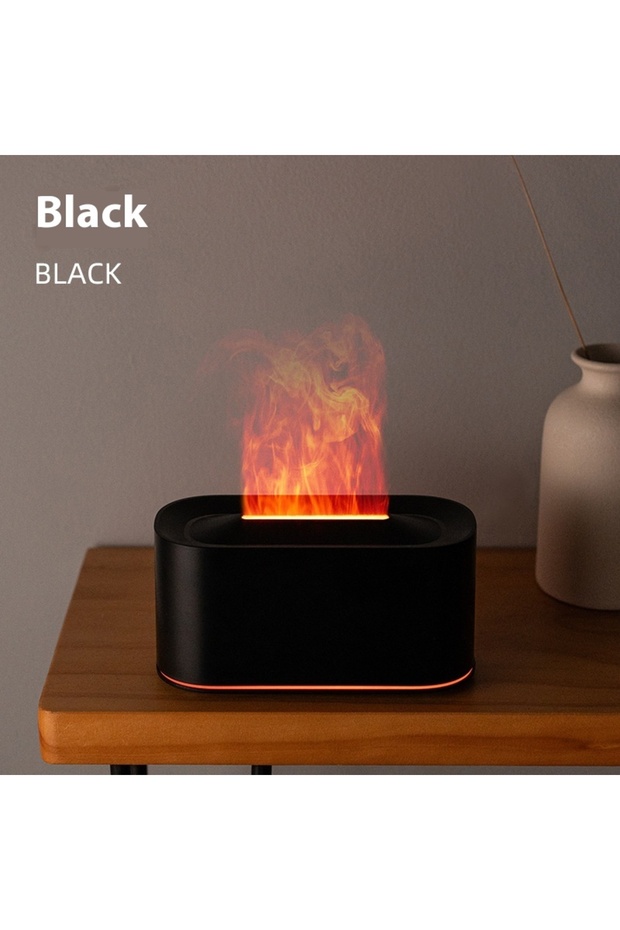 black HOMEFISH Seven-Color Aromatherapy Machine Bedroom Essential Oil Lamp Wood Grain Flame Humidifi