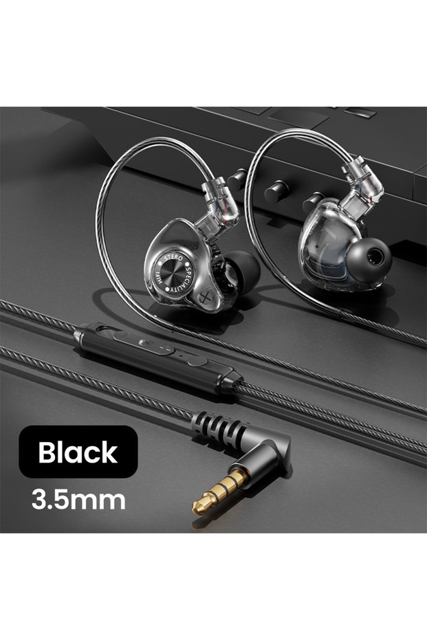 3.5MM Black Original 15D Super Bass In Ear Headphone With Mic 3.5mm AUX/Type-C Digital Chip Headset