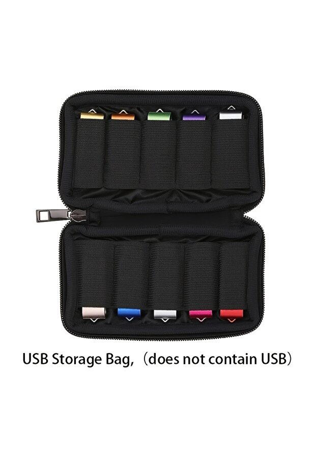 حافظة فلاش سوداء، منظم USB، حقيبة تخزين محمولة مقاومة للغبار، ملحقات لـ USB