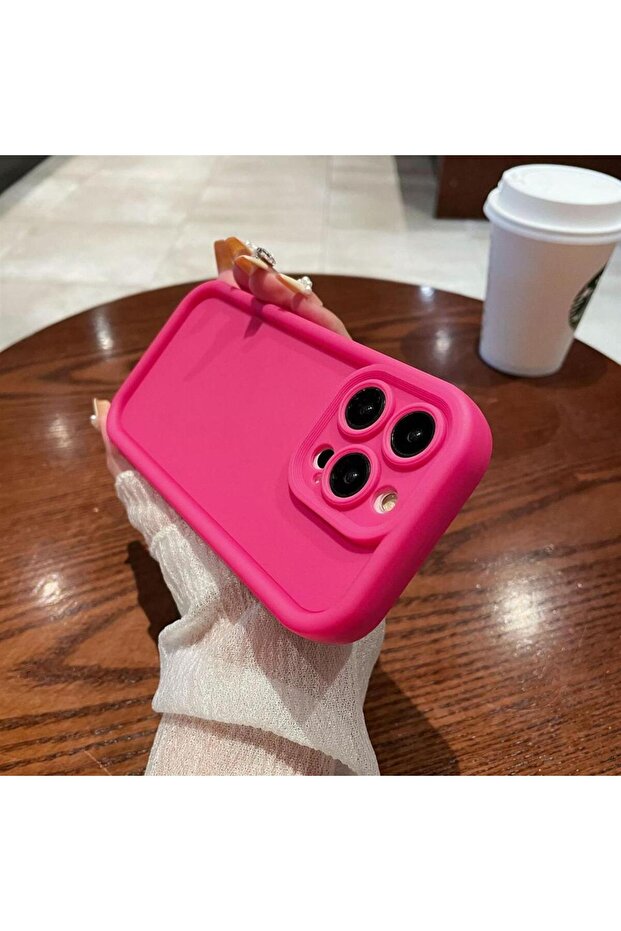 غلاف هاتف iPhone 13 Pro Max باللون الأحمر الوردي بسيط وقوي مصنوع من مادة سيليكون ناعم