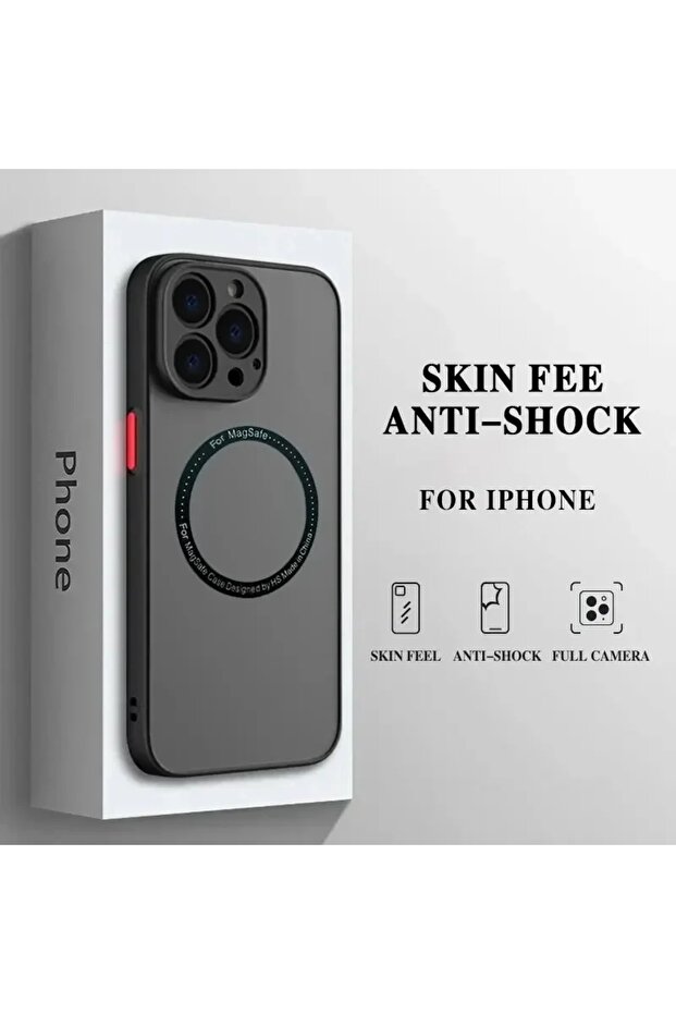 غلاف فاخر أسود غير لامع مع مغناطيس لشحن Magsafe اللاسلكي لهاتف iPhone 13 Mini و iPhone 16