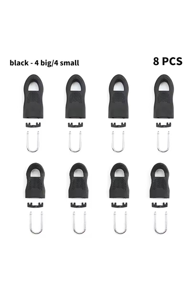 8PCS-Black-SL 8Pcs Replacement Zipper Pull Puller End Fit Rope Tag Clothing Zip Fixer Broken Buckle