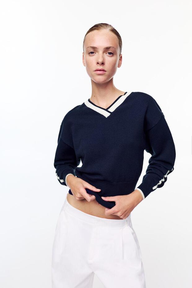 Ribbed V yaka kazak - 1