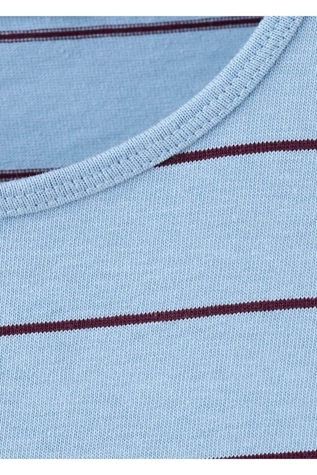 Pamuklu çizgili tişört - 8
