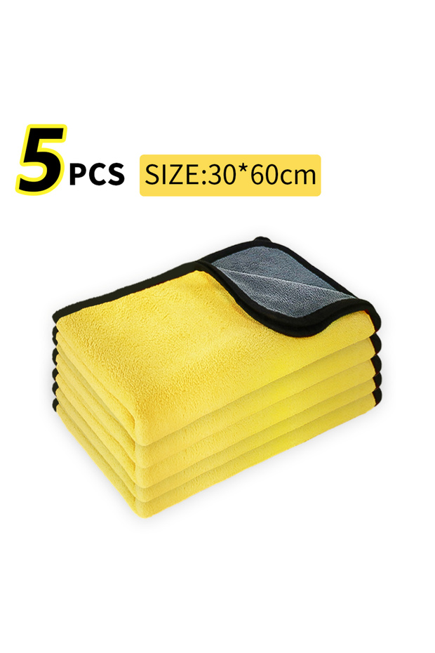T054-5pcs-yellow Microfiber Towel Car Microfiber Cloth Wash Towel Microfiber Cleaning Cloth Car Wash