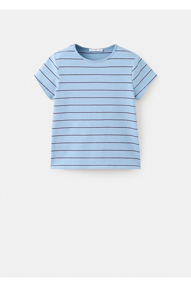 Pamuklu çizgili tişört - 3