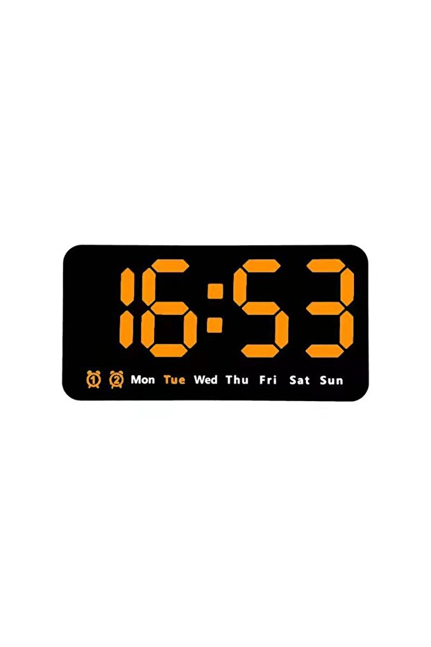 Orange Voice Control Large Digital Wall Clock Temperature Date Week DST Snooze Table Clock 12/24H Du