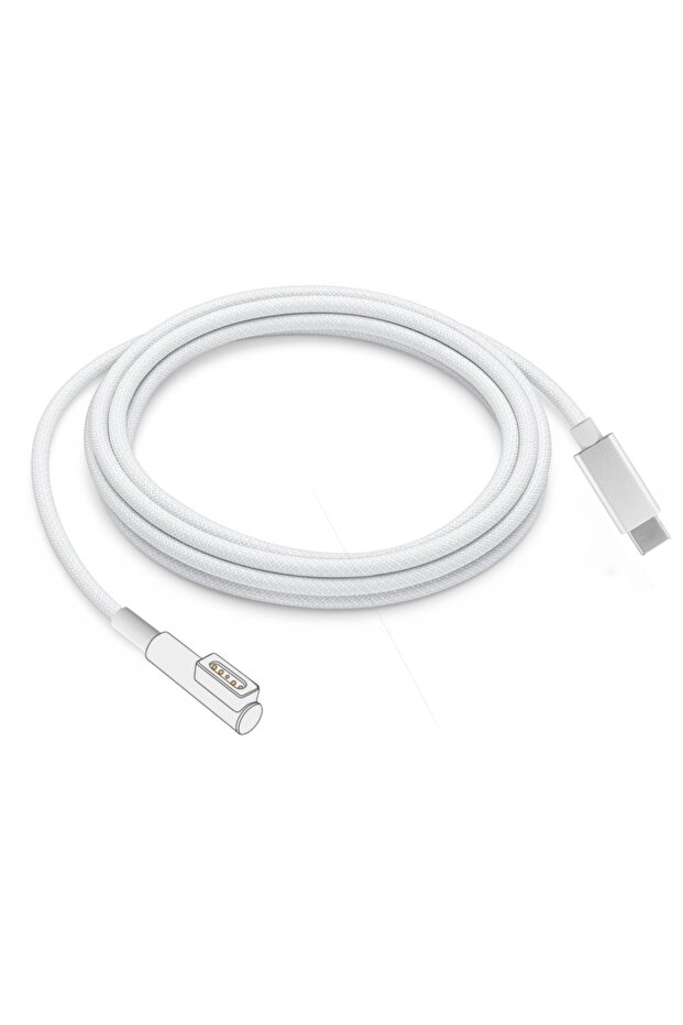 كابل Mag1 مضفر على شكل حرف L بطول 1.8 متر، كابل شحن مغناطيسي آمن لأجهزة MacBook، USB-C إلى MagSafe 1/2 مضفر