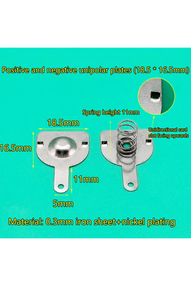 JETTING 5 Sets 18.5x16.5MM 10PCS 16*16MM 18.5*16.5MM Spring Contact Sheet Battery Box Positive And N