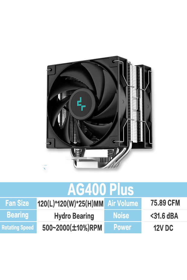 NO RGB black AG400PLUS DEEPCOOL AG400 4 Heat pipes Dual Fan CPU Air-Cooling Radiator 2000RPM Desktop