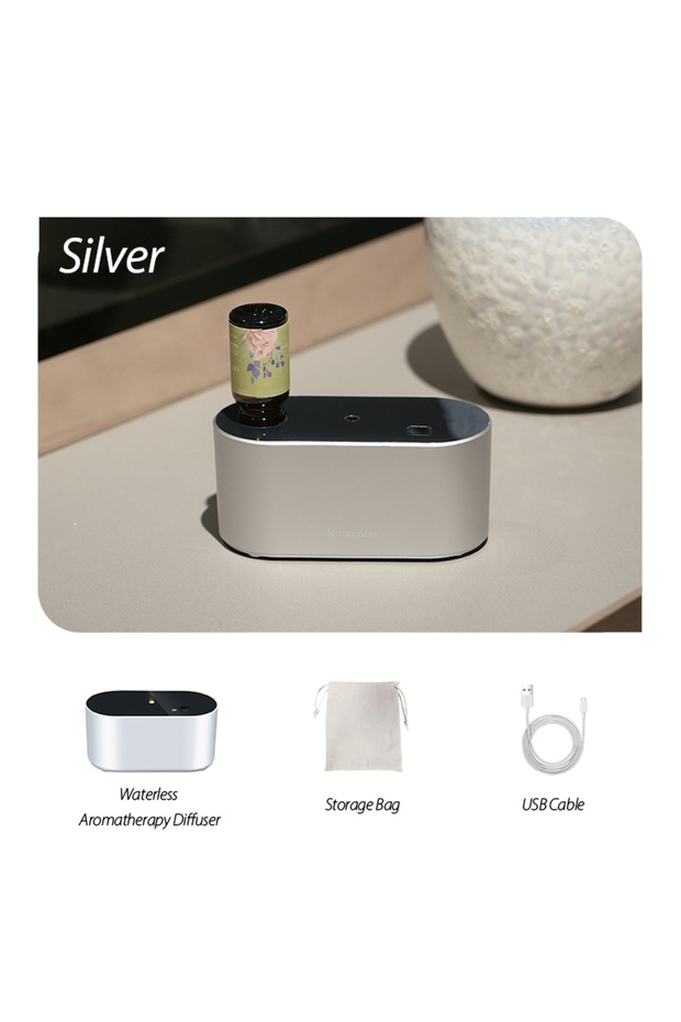 أجهزة نشر الروائح العطرية الكهربائية الفضية، أجهزة نشر الروائح بدون ماء، تعمل مع الزيوت العطرية B - 1
