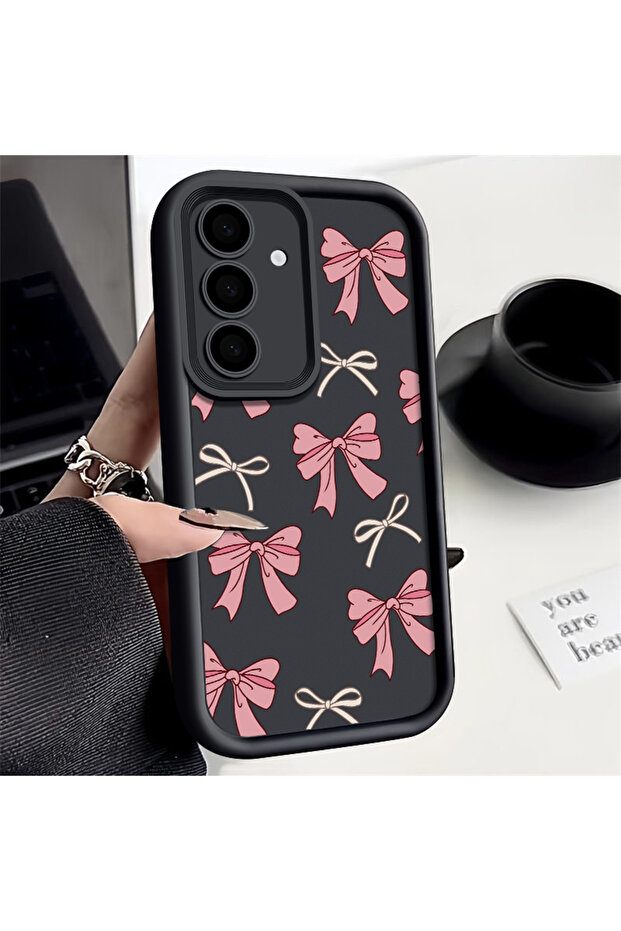 Galaxy A56 A847 Black Bow Tie Silicone Case For S26 S25 S24 Ultra S23 S22 Plus S25 FE A57 A37 A17