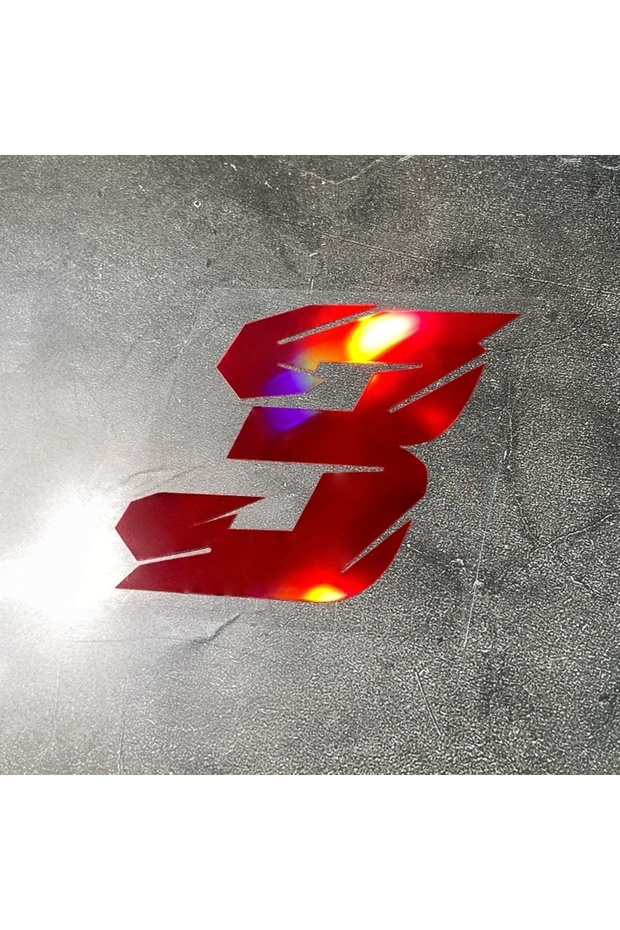 High 5cm HL-N03-Number3 1PC Red Laser Motorcycle Stickers Arabic Numeral Waterproof for Motorbike He