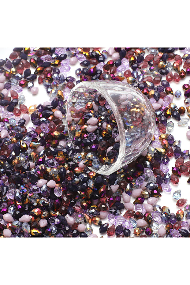 PURPLE 50 Pcs 5x8mm Mixed AB Faceted Crystal Glass Pear Shape Teardrop Beads Crafts for DIY Jewelry