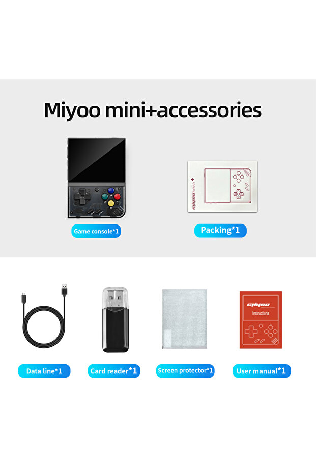 جهاز ألعاب محمول كلاسيكي MIYOO Mini Plus V4 Mini+ بدون بطاقة (0 لعبة) أسود مع شاشة IPS 3.5 بوصة
