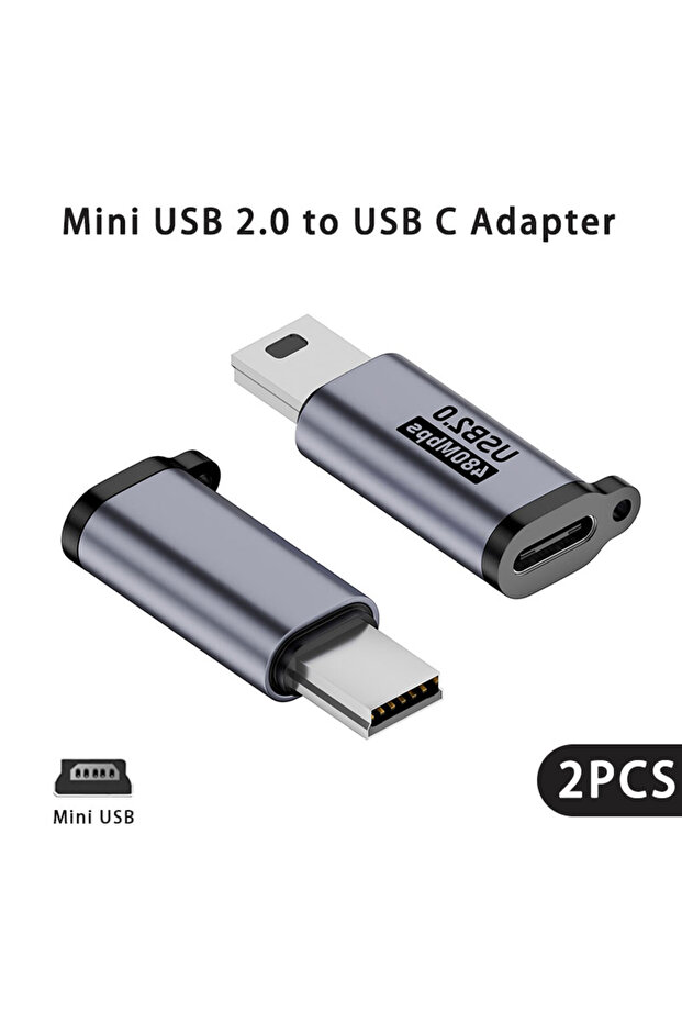 محول من النوع C إلى منفذ USB صغير (عبوة من قطعتين)، محول من النوع C أنثى إلى منفذ USB صغير ذكر، شحن ونقل البيانات