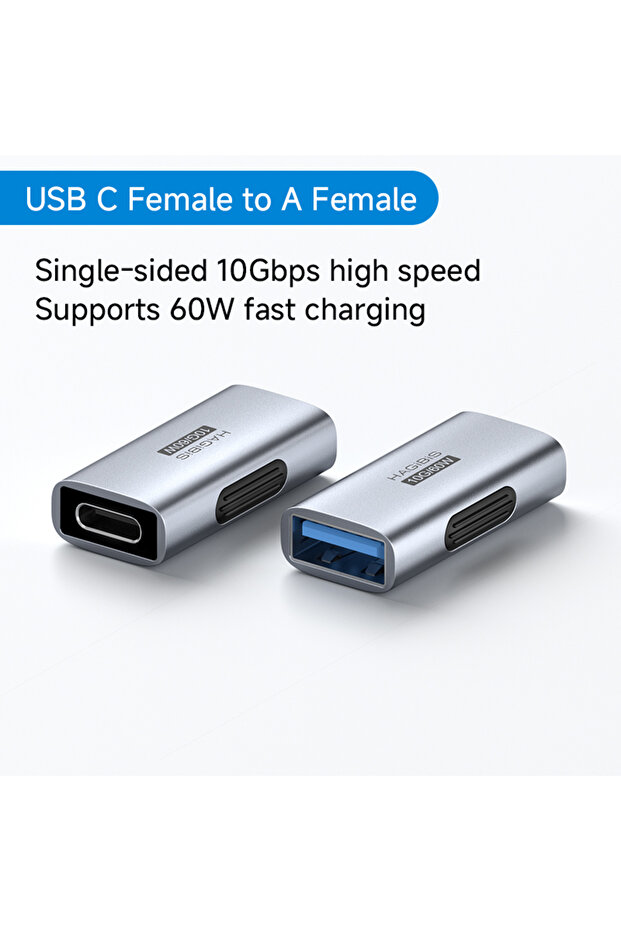 Grey Hagibis USB C Female to USB Female Adapter USB 3.2 OTG Converter 60W Charging Extension Connect