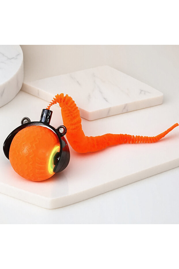 Orange Automatic Rotating Smart Obstacle Avoidance LED Interactive Cat Toy 360 Degree Pet Playful Te