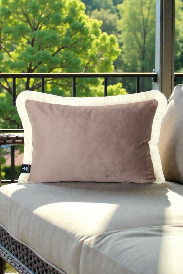 Throw Pillow Cover 35X50 cm Babyface Fabric Cream with Tassels