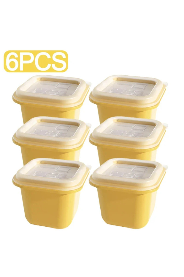 6PCS-Yellow 6-1pcs Creative Ice Cube Makers Square Ice Cube Moulds Reusable Mini Ice Cube Mold Whisk