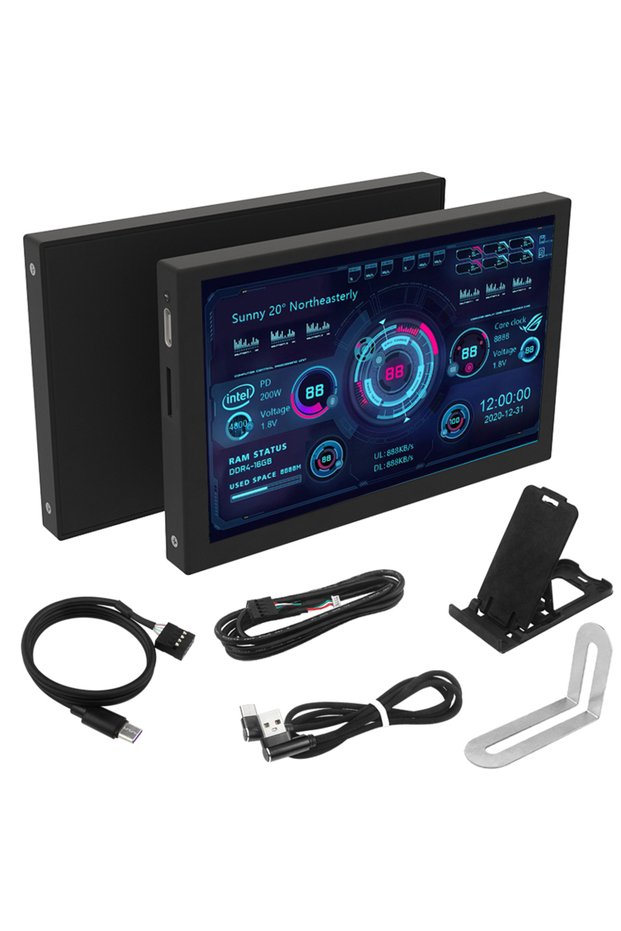 Black-5Pin TURZX 5 Inch USB Type-C Secondary Screen 800*480 IPS LCD Computer CPU GPU RAM HDD Monitor