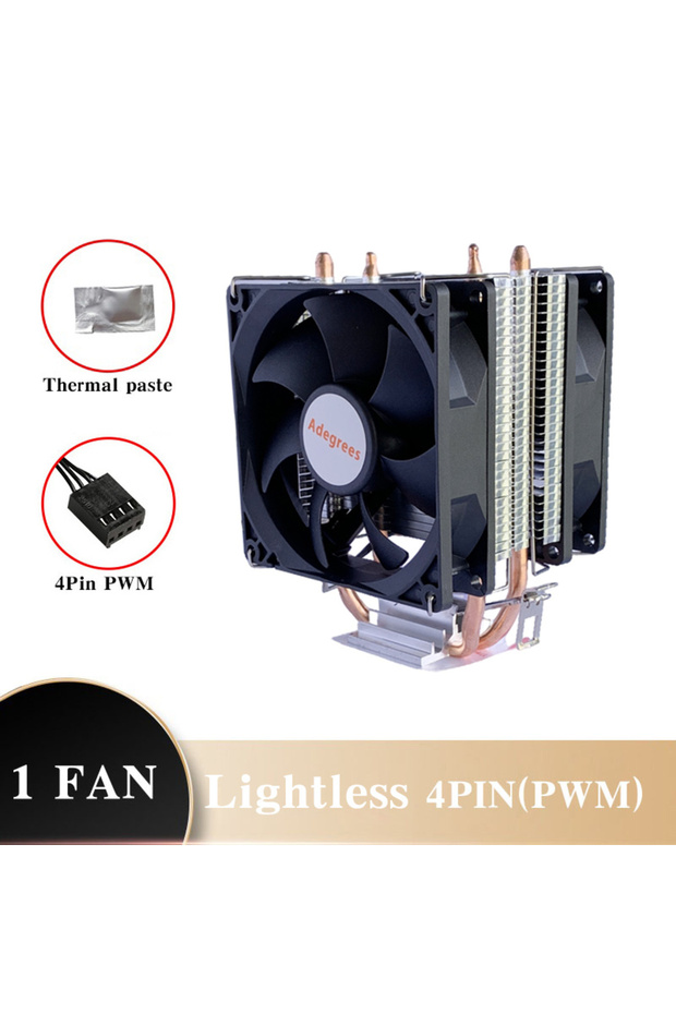 مبرد هوائي ثابت اللون لمعالجات AMD بدون حامل، مزود بمروحتين 4PIN وأنبوبين حراريين، مبرد لمعالجات الكمبيوتر AM4 مع فتحات تهوية