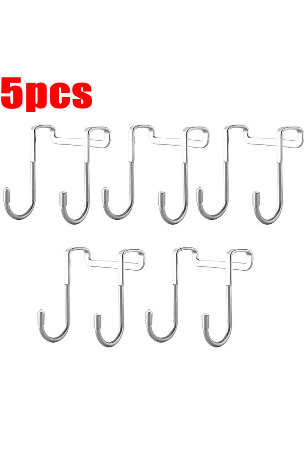 5pcs 1-5Pcs Stainless Steel Hook Free Punching Double S-Shape Hook Kitchen Bathroom Cabinet Door Bac