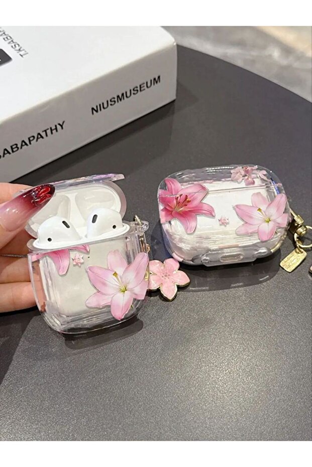 For Airpods 4 ORANGE RED Spring Fresh Blue Flower INS Soft Case for AirPods 4 Protection Cover for