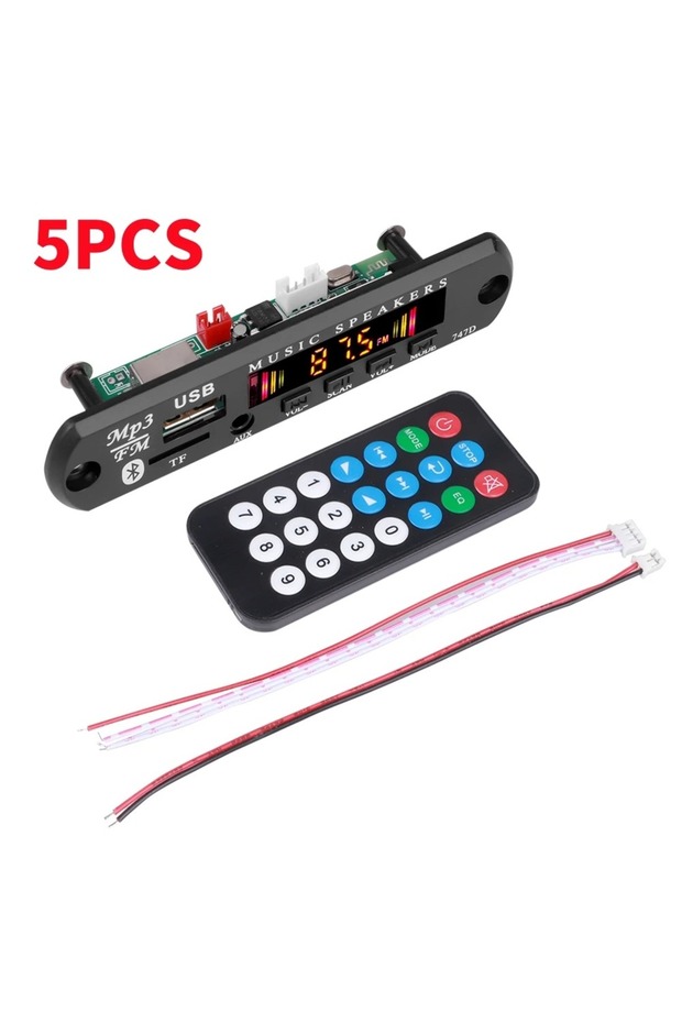 طقم سيارة بلوتوث 5.3 (5 قطع - 1-10 قطع) لوحة فك تشفير MP3 لاسلكية، وحدة تشغيل موسيقى WMA للسيارة 12 فولت