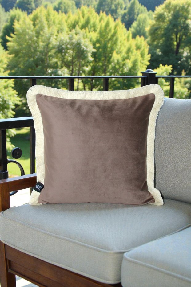 Cushion Cover 45X45 cm Babyface Fabric Cream with Tassels