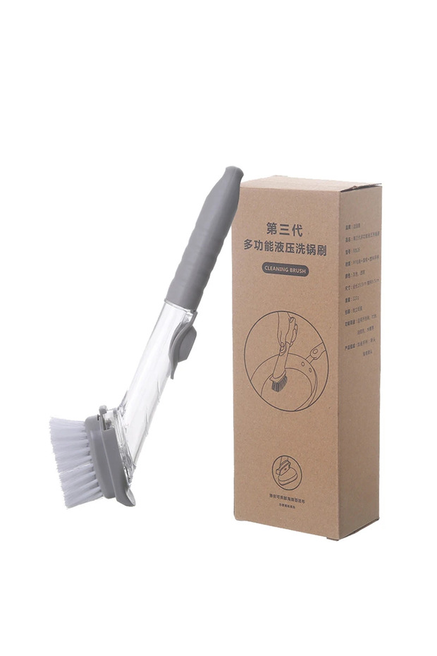 03 Kitchen Cleaning Brush 2 In 1 Long Handle Cleaing Brush with Removable Brush Sponge Dispenser Dis