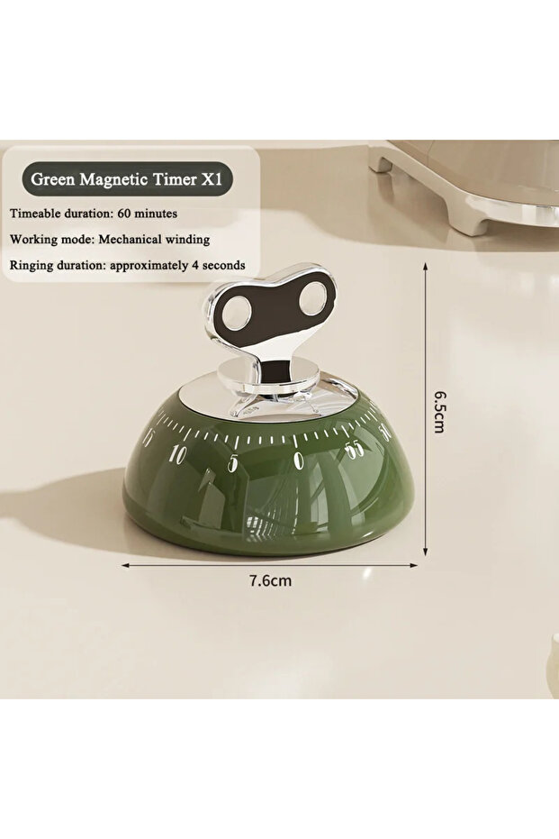 مؤقت مطبخ مغناطيسي أخضر، مؤقت يدوي للعد التنازلي، منبه، مؤقت رقمي، مؤقت طهي ميكانيكي، دراسة - 1