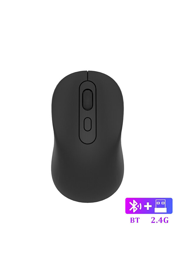 ماوس kebidumei BT5.2 2.4G أسود اللون، يعمل بتقنية بلوتوث 5.2، لاسلكي، قابل لإعادة الشحن، ثنائي الوضع، مخصص للألعاب