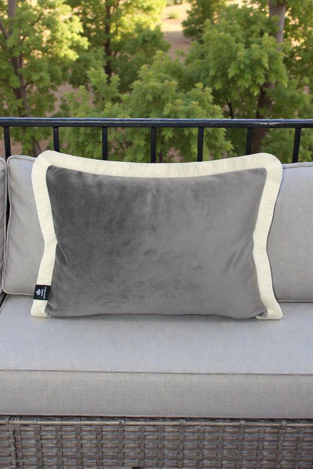 Throw Pillow Cover 35X50 cm Babyface Fabric Cream with Tassels
