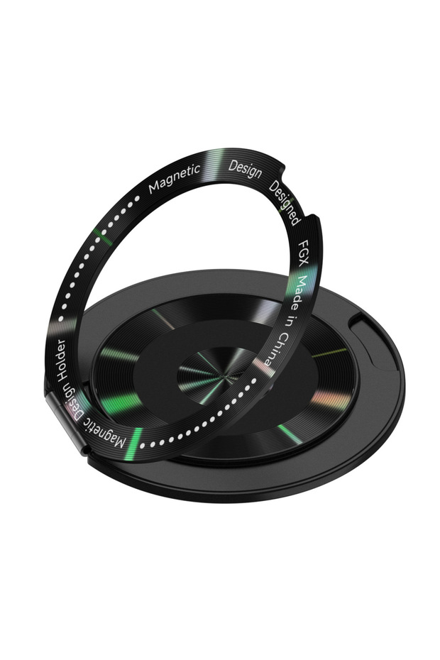 black Ultra-thin 360 Rotating Mobile Phone Holder Paste-type Lazy Universal Desktop Ring Magnetic Ba