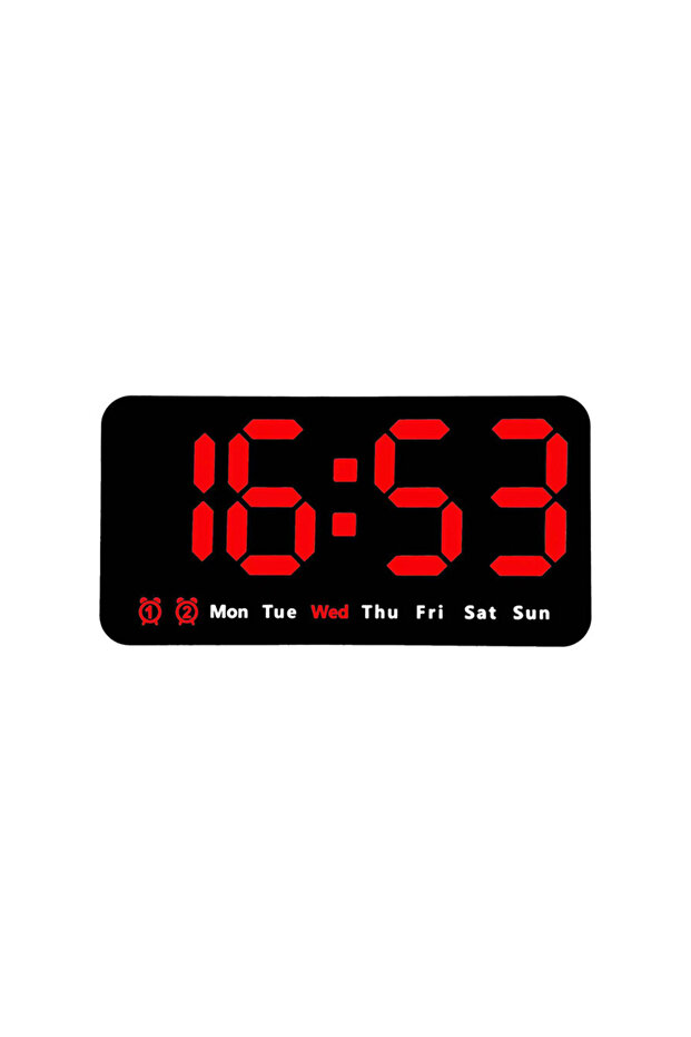 Red Voice Control Large Digital Wall Clock Temperature Date Week DST Snooze Table Clock 12/24H Dual
