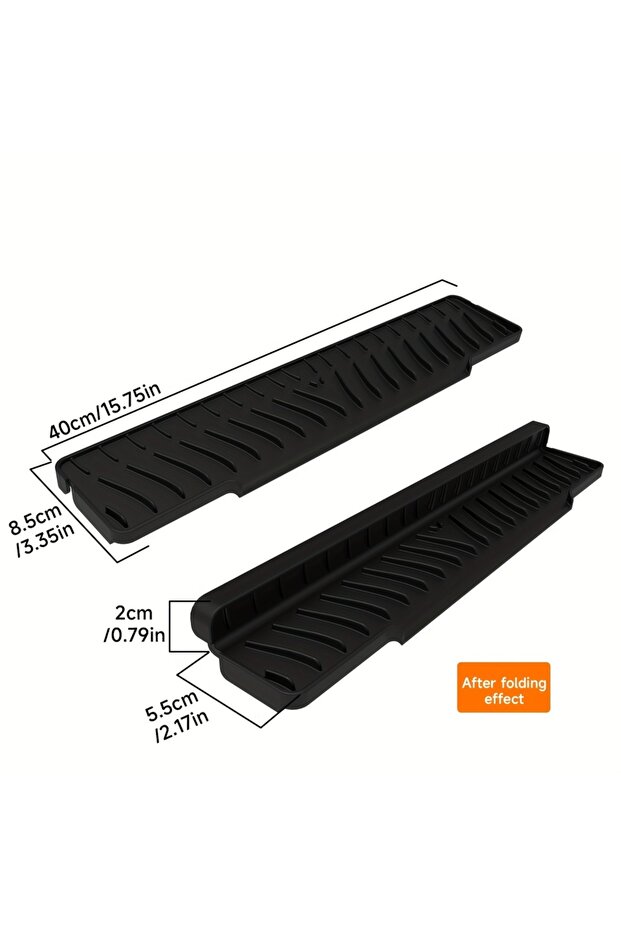 Strip L black 1pc Heavy-Duty Non-Slip Silicone Drainage Drying Mat - Foldable Sloped Sink/Countertop