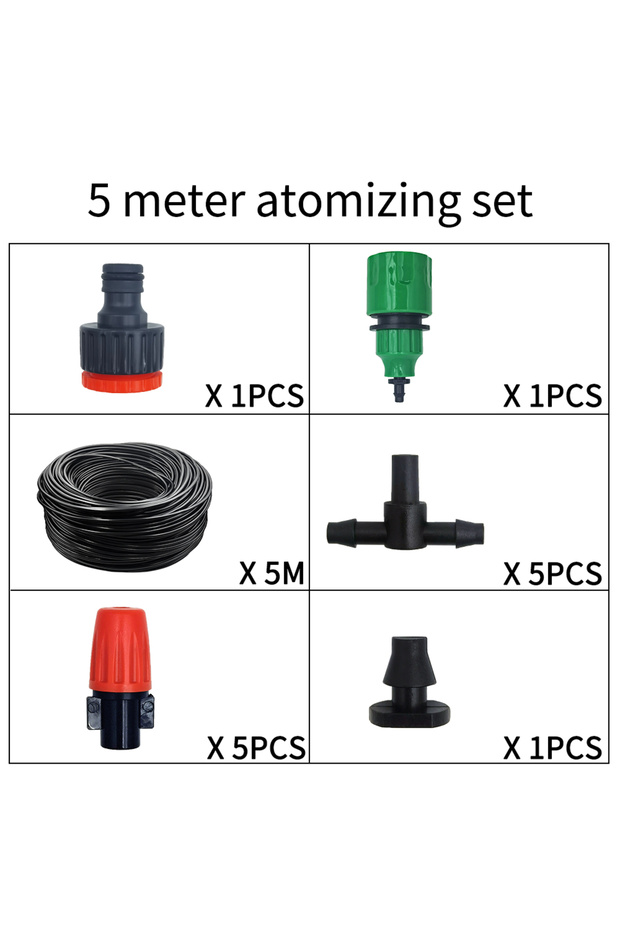5m Fog Nozzles Irrigation Kit 5M-20M Garden Automatic Spray Misting Plant Watering System with 4/7 P