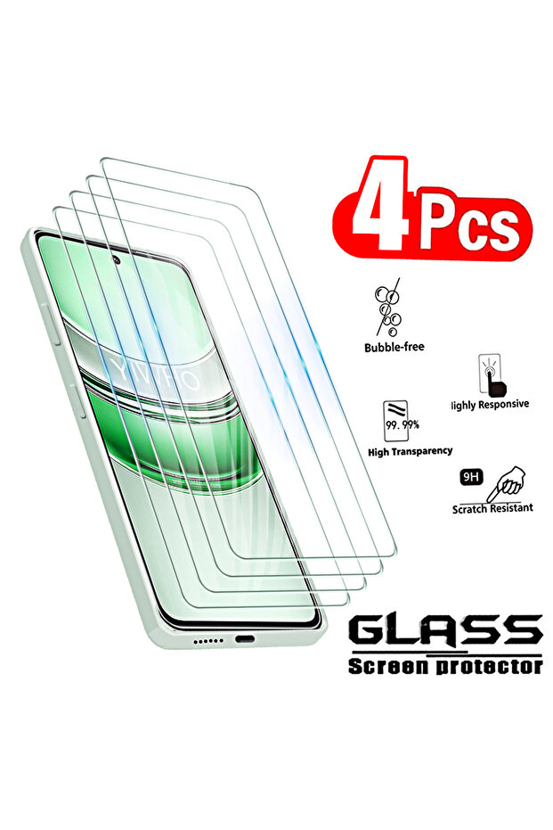 realme C71 4 Pieces Transparent 4Pcs Tempered Glass for C73 C75 C71 C75x C67 C65 C63 C61 C55 C53 C5