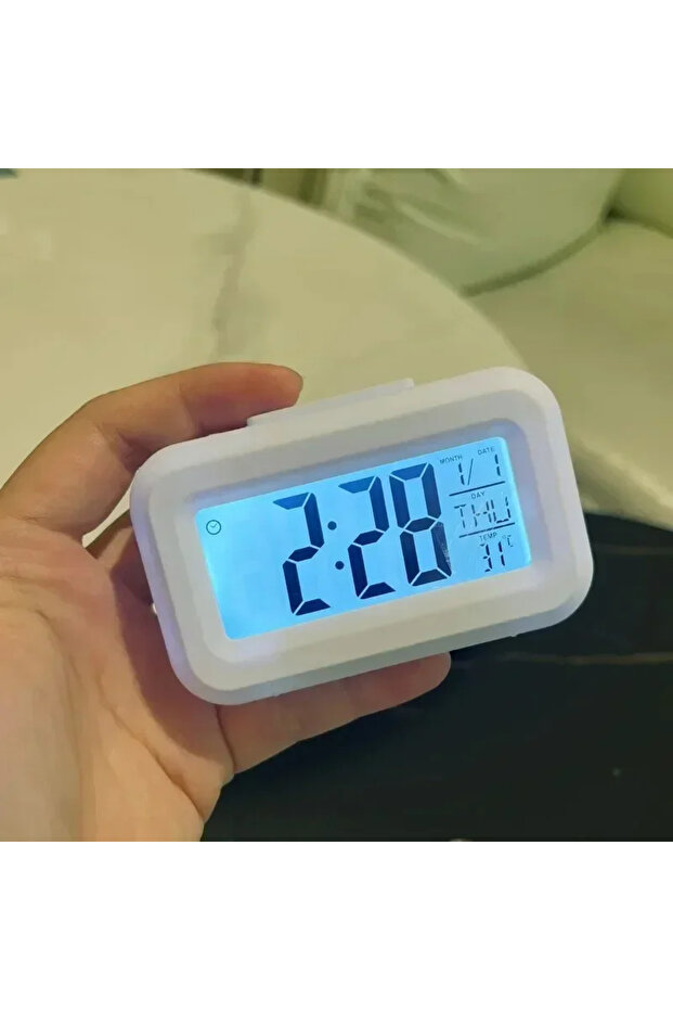 White Desk Decorati Table Clk Bedroom Decoration Led Digital Alarm Clk Data Times Calendar Electroni