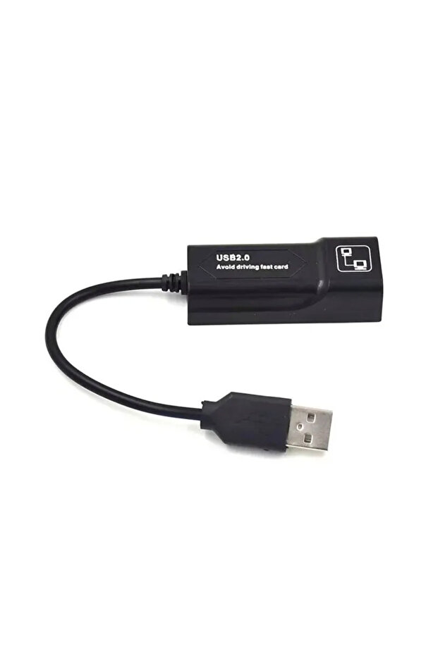 محول إيثرنت أسود من USB 2.0 إلى RJ45 - بطاقة شبكة بأسلاك بسرعة 100 ميجابت في الثانية لأجهزة الكمبيوتر/اللابتوب، التوصيل والتشغيل