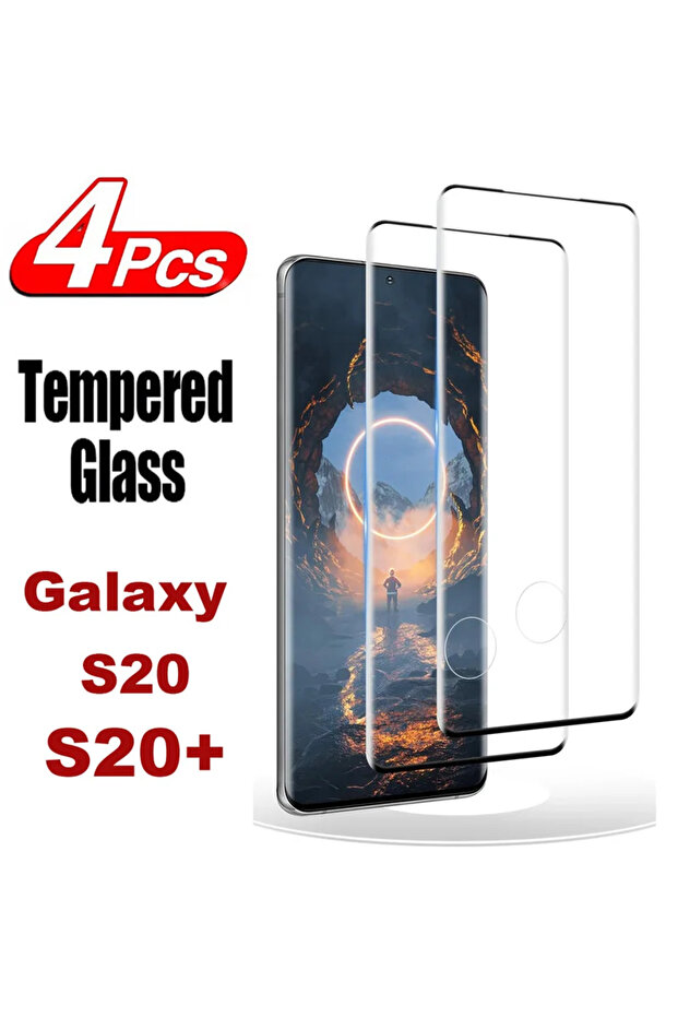 قطعتان/4 قطع من زجاج مقوى منحني 9H بأربعة جوانب لاصقة لهاتف Galaxy S20 Plus، متوافق مع شاشة S20/S20+