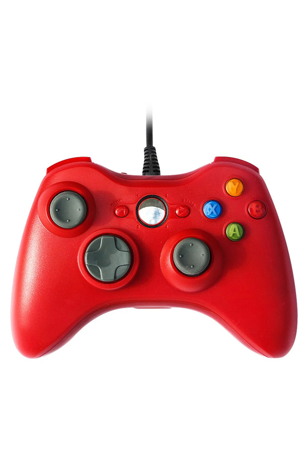 وحدة تحكم بأسلاك / بأسلاك حمراء لجهاز ألعاب Xbox 360 مع خاصية الاهتزاز المزدوج والتوافق مع وضع Turbo