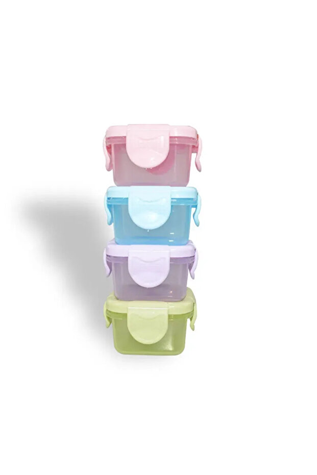 As picture shows 4Pcs Mini Food Storage Containers Set Leakproof with Lids Condiment Sauce Mini Free