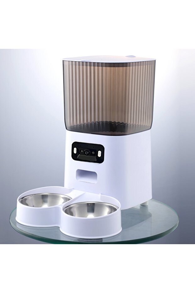 Double bowl video 5L Double Bowls Smart Automatic Cat Feeder With Camera Cat Dry Food Video Dispense